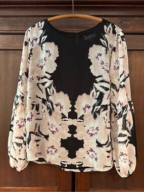 Calvin Klein • sheer blouse, lined in black • unique sleeves • women’s